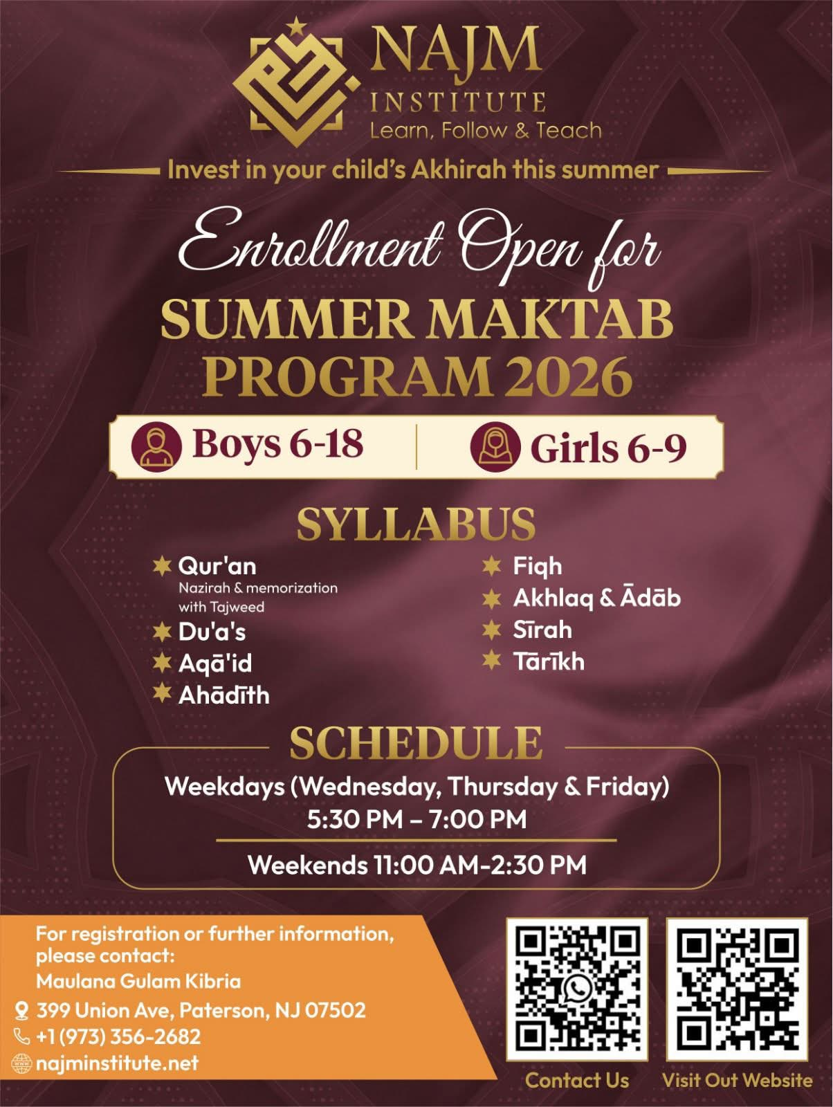 Najm Institute Summer Maktab Program 2026